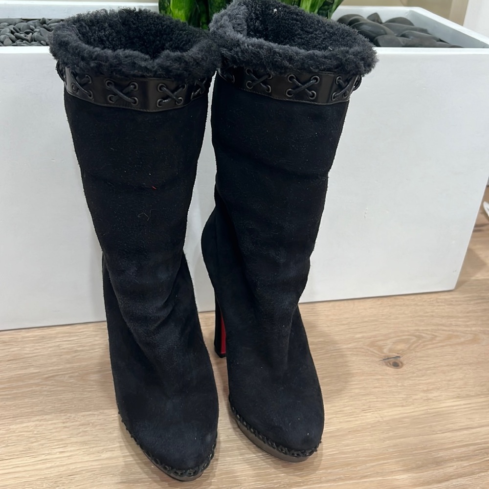 Christian Louboutin Step n Roll 140 Royal/Calf suede boot black 37.5